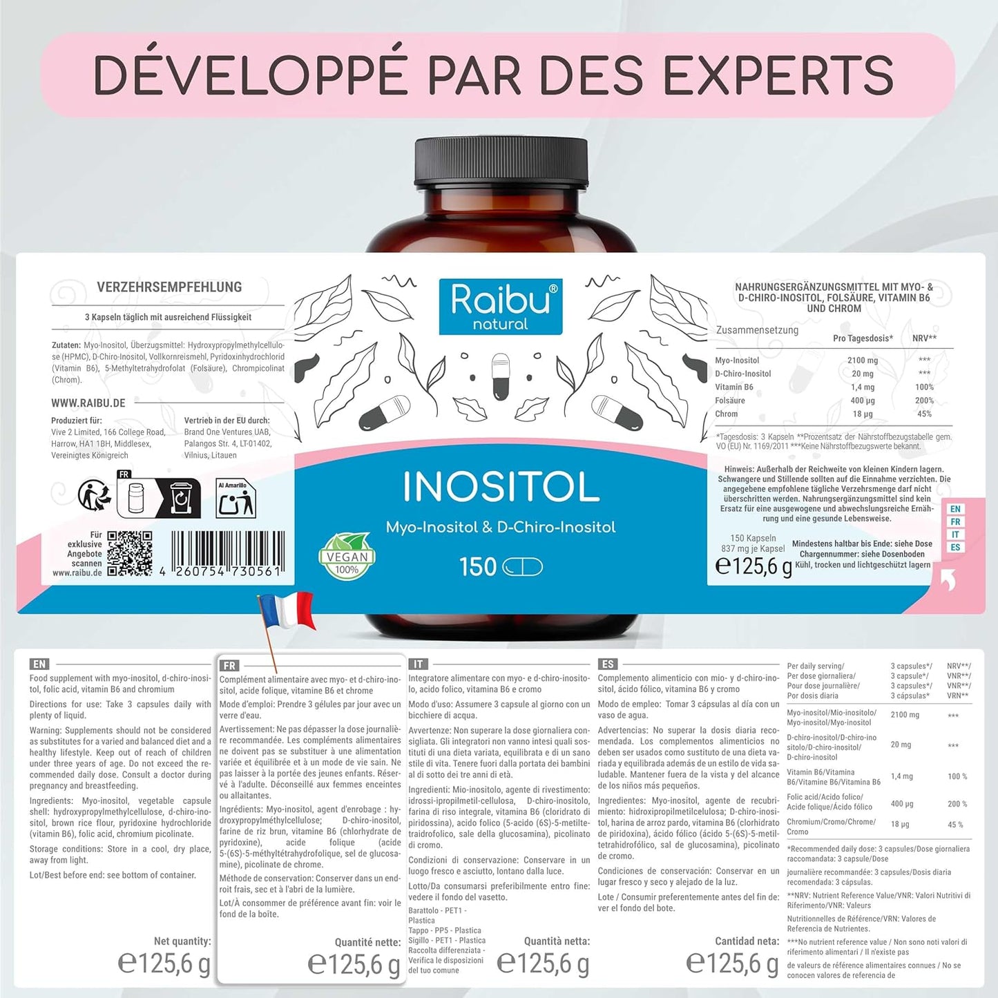 Myo Inositol & D-Chiro, 150 Gélules