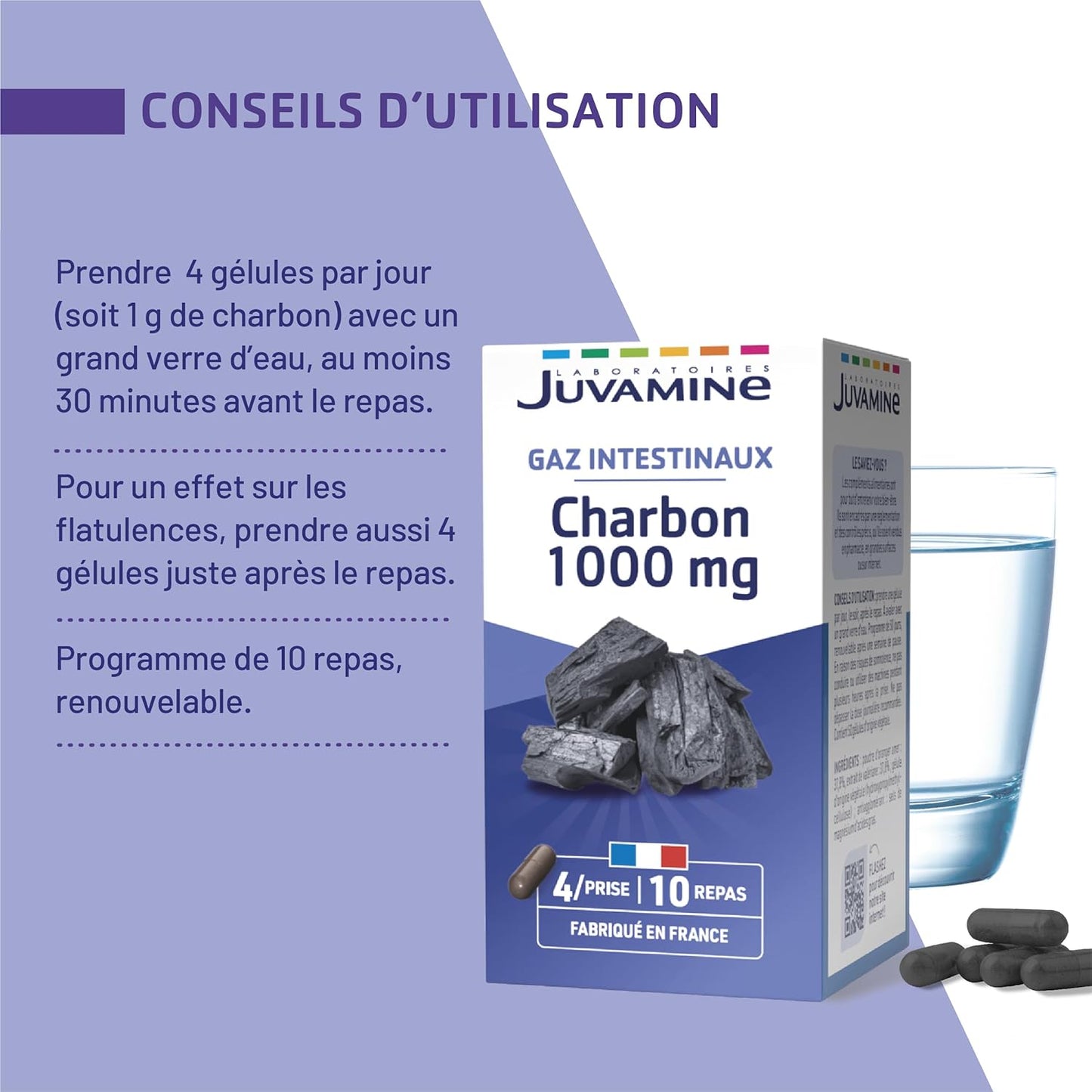 Charbon Végétal et levure  1000 Mg